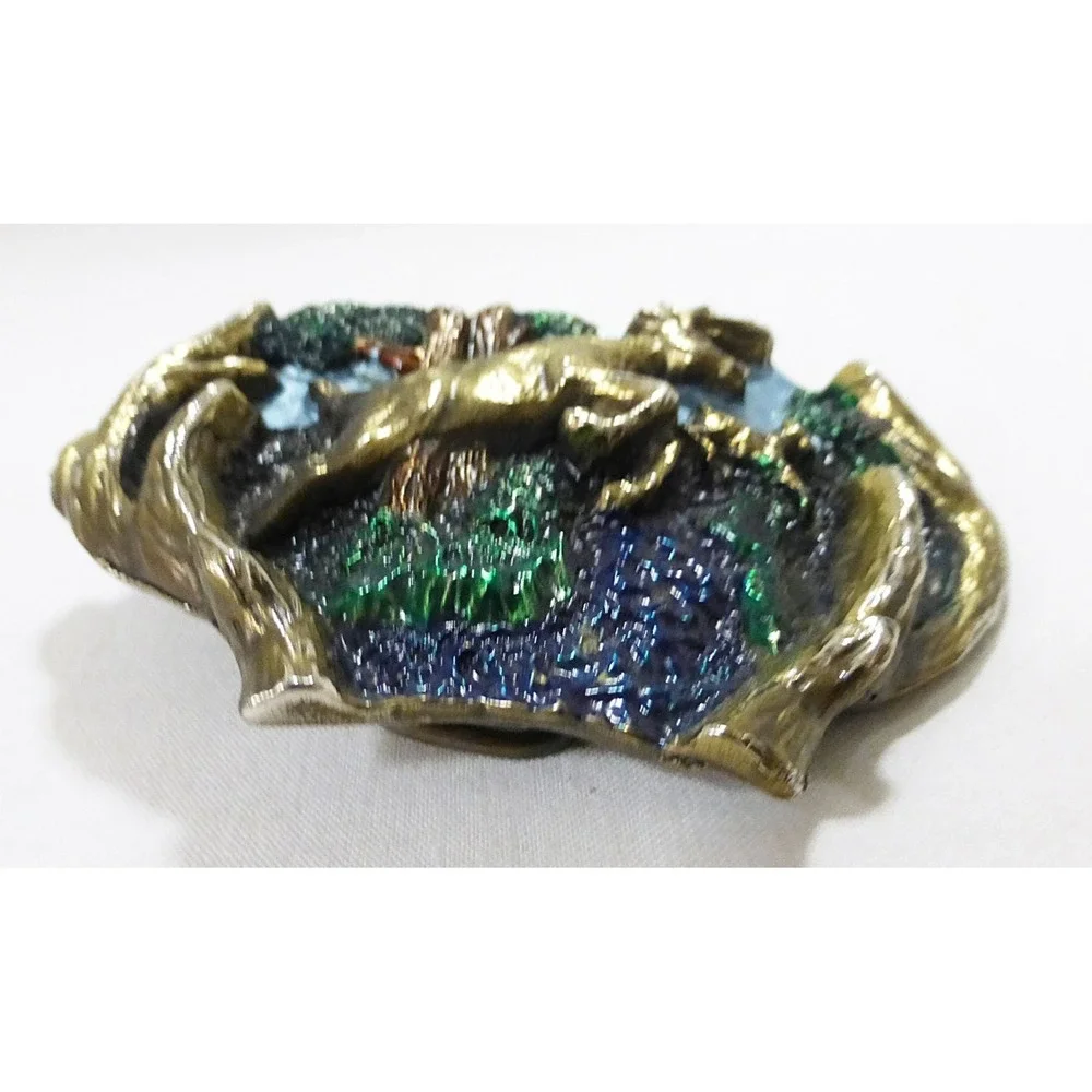 Vtg brass belt buckle the great‎ american buckle deer hunting gorpcore Outdoor
